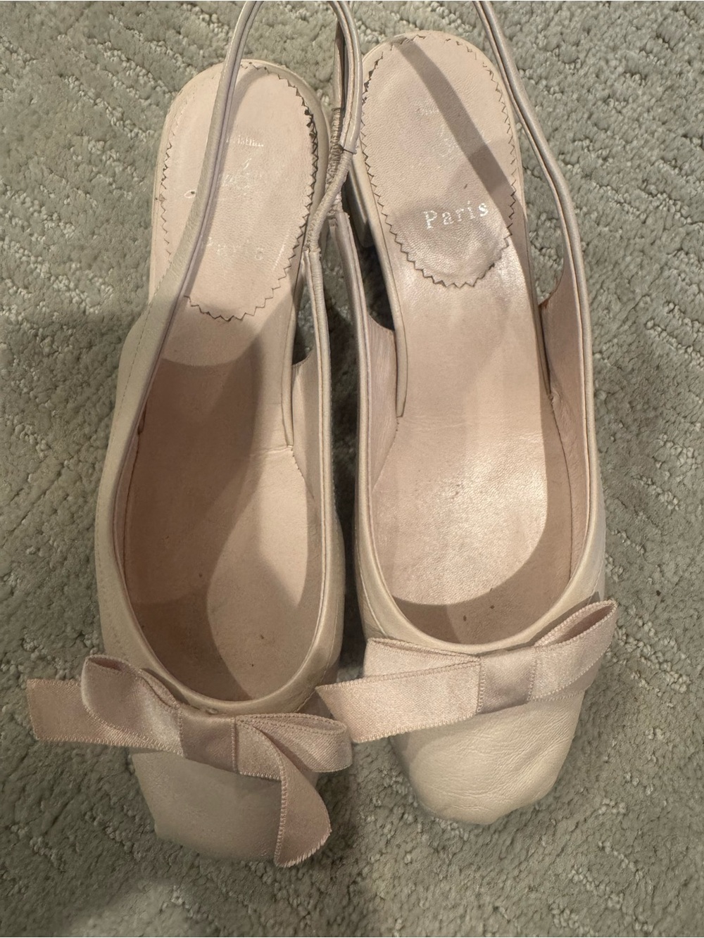 Christian Louboutin Pale Pink Slingback Ballet Flats with Bow size 37.5 - Picture 4 of 5
